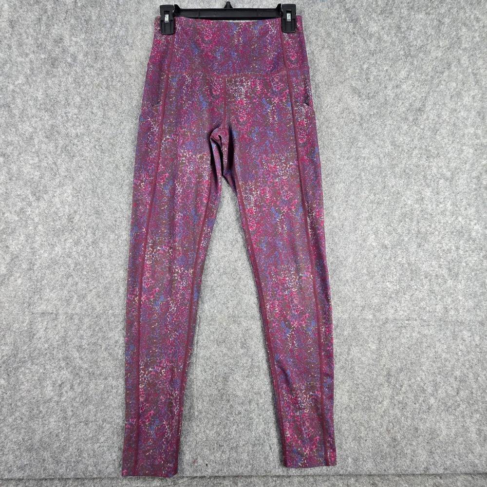 Zella High Rise Pocket Leggings Small S Purple Pink Abstract Speckled Yoga